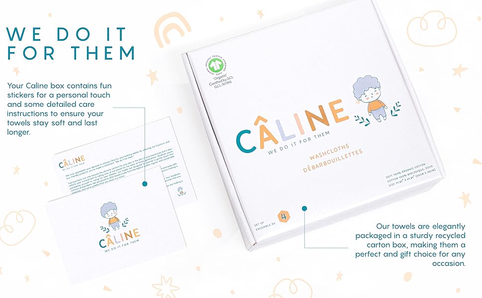 CÂLINE Organic Cotton Washcloths – Set of 4